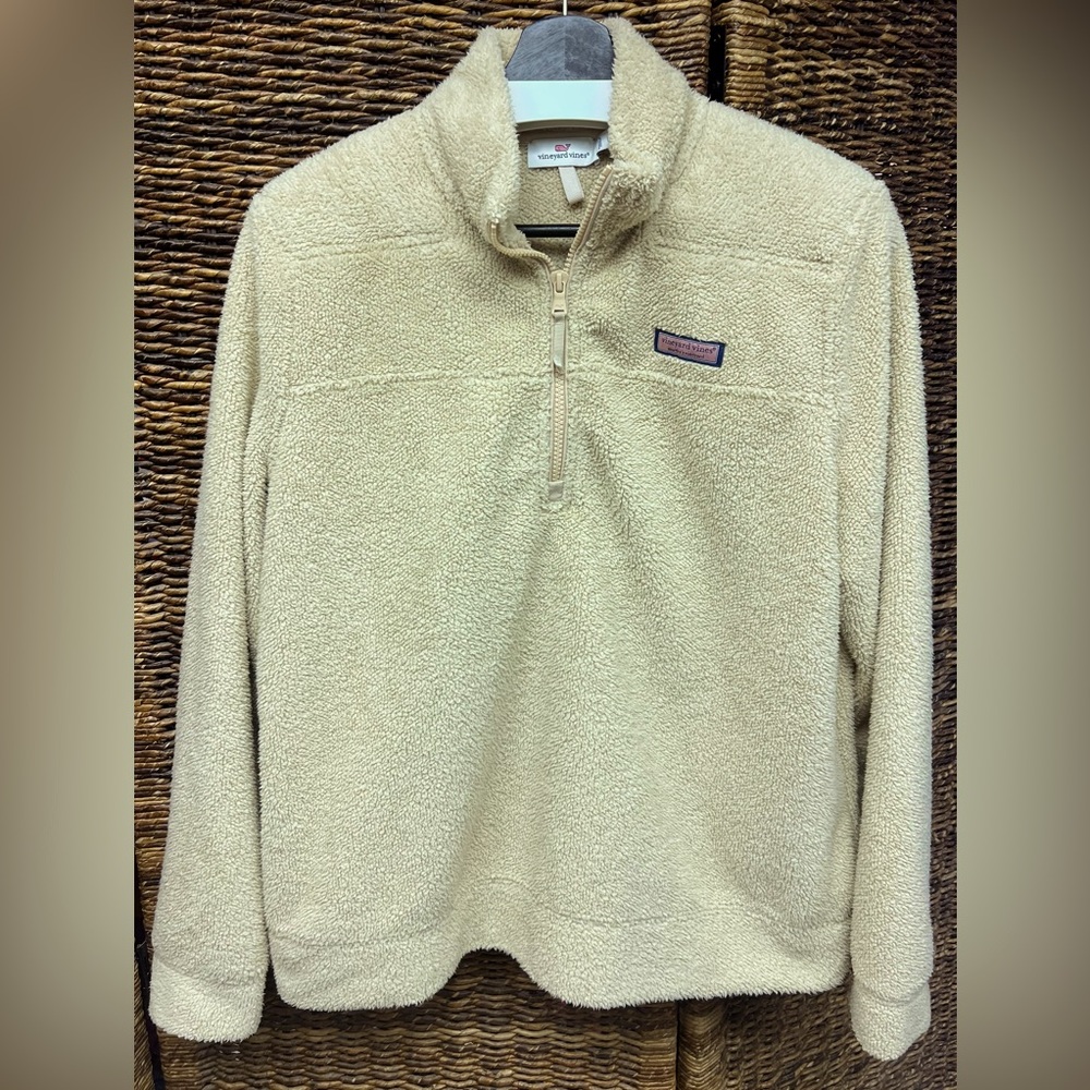 Vineyard Vines- Cream Fleece Pullover, Womens size Large